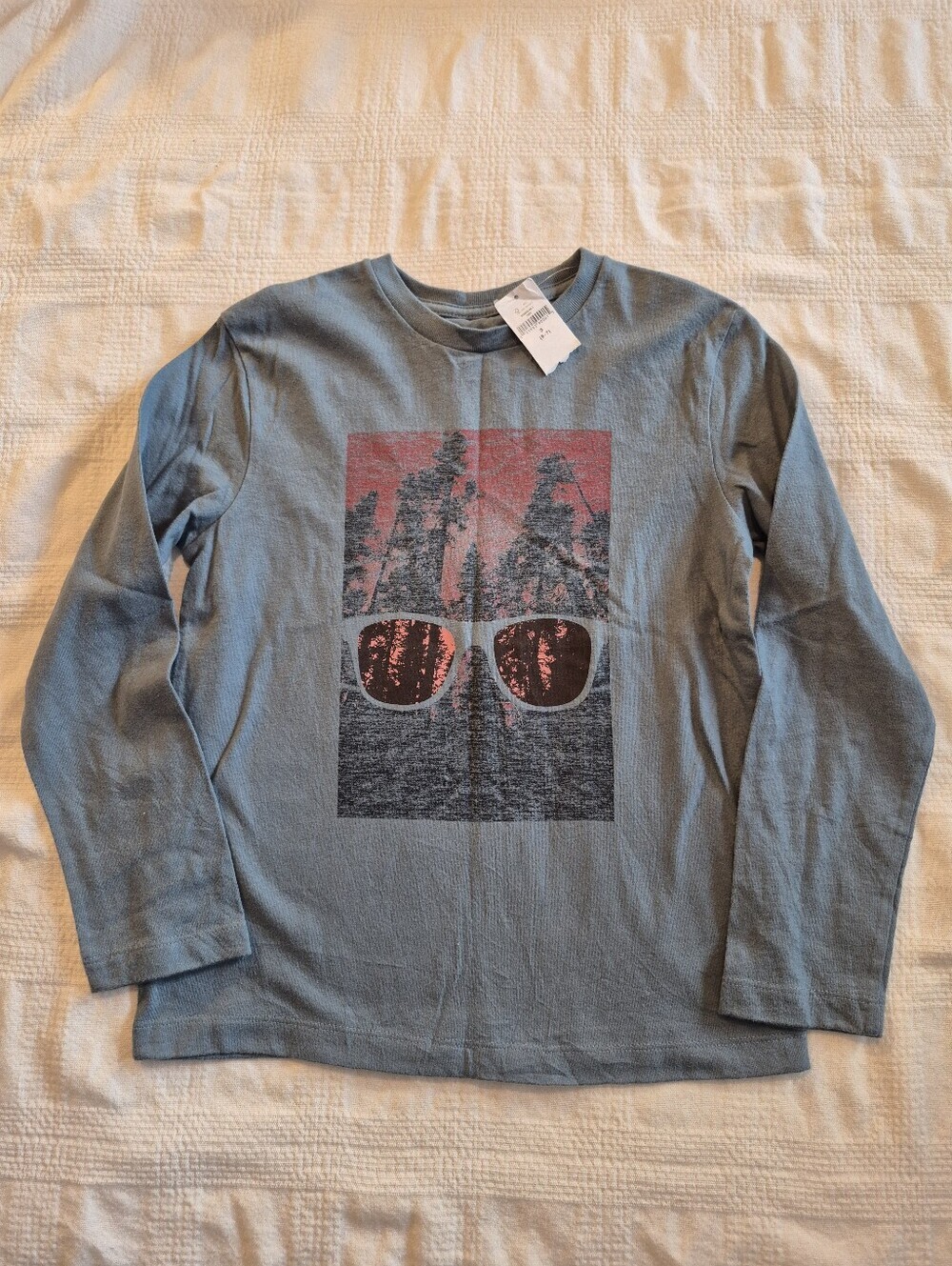 Gap boys Small or 6/7 light blue long sleeve graphic shirt NWT